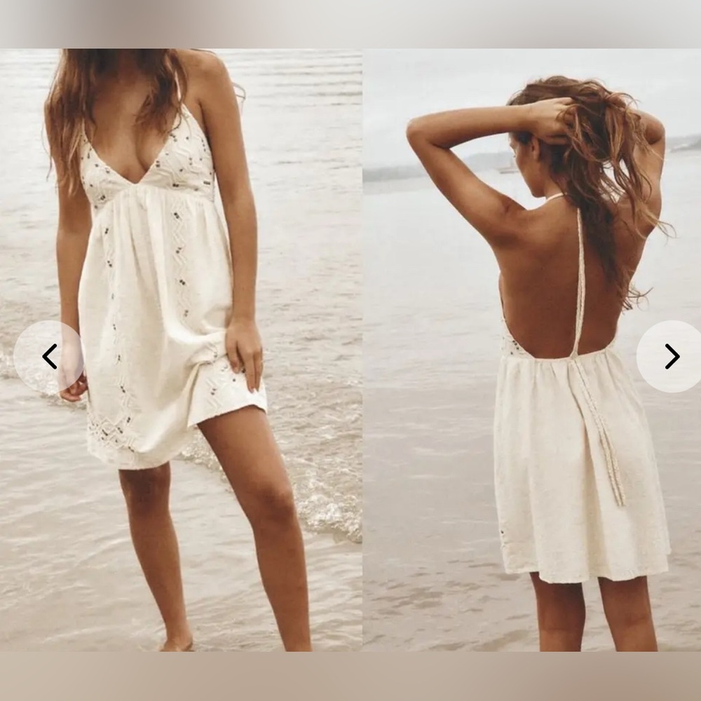 Zara Mini Dress with Studs Sleeveless V-Neck Braided Straps. - Picture 3 of 7